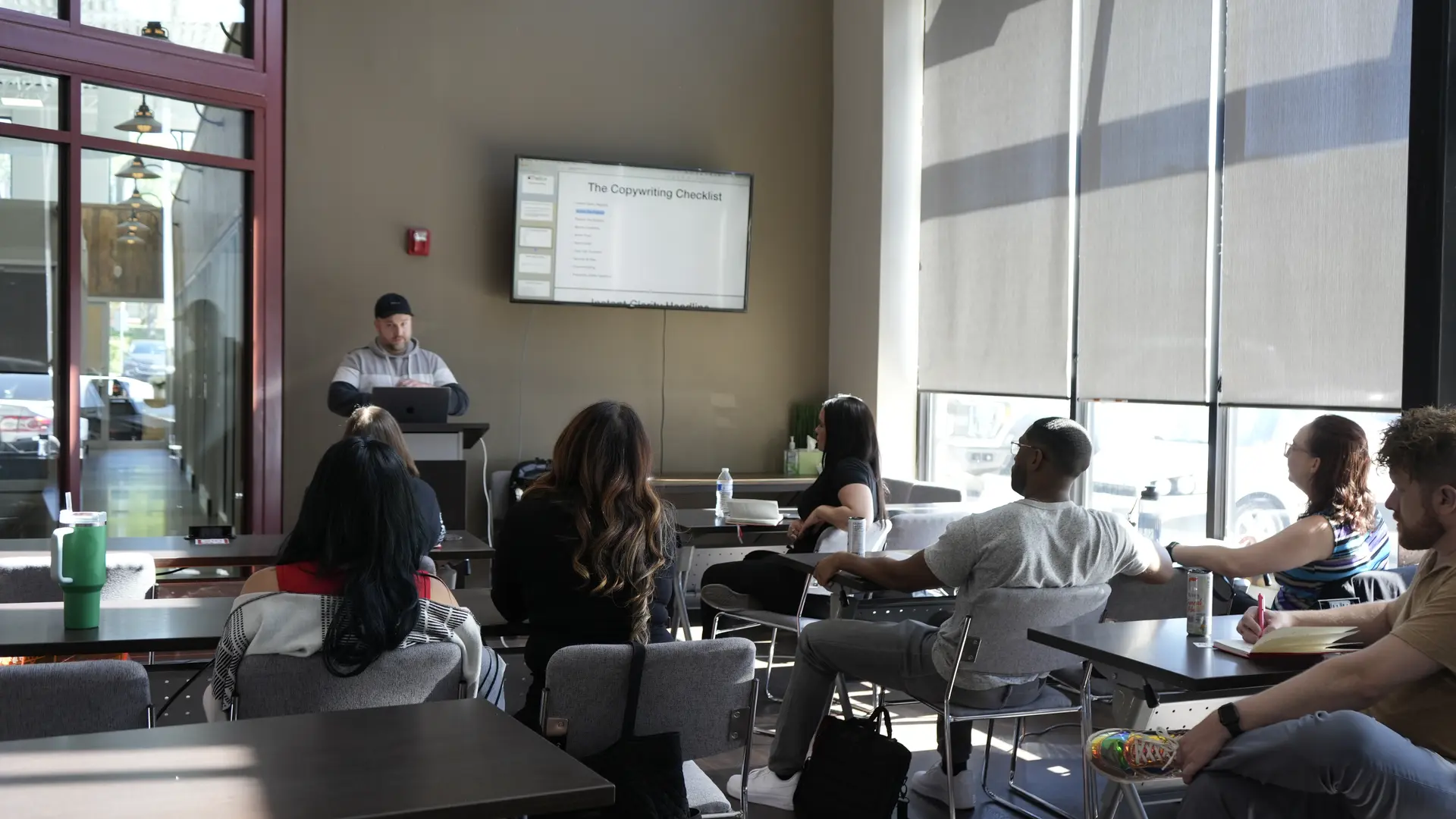 John Rake speaking with entrepreneurs at a founder education event